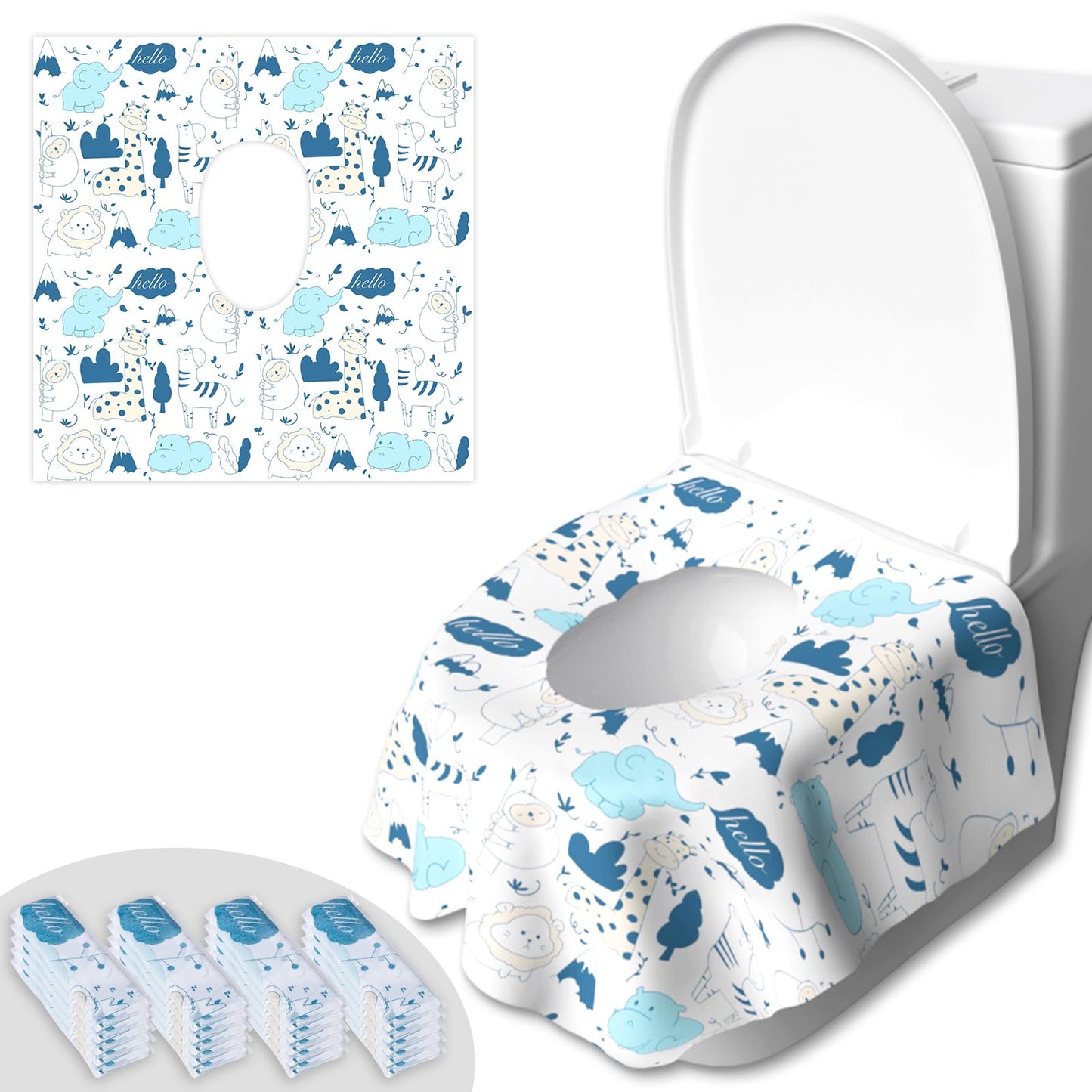 20 Pack Disposable Toilet Seat Covers for Travel, Individually Wrapped | Waterproof & Large Size for Toddlers & Adults, Fits on Most Seats for Public Restrooms, Airplane, Trip, Kids Potty Training