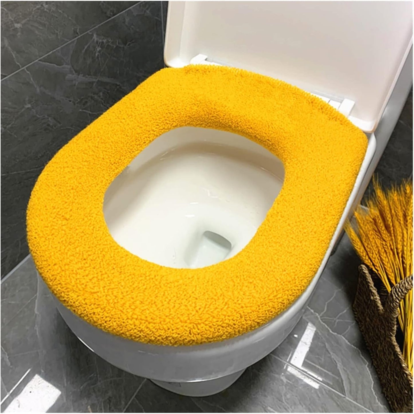 Comfortable Soft Multicolor Bathroom Toilet Set Thickening Washable Toilet Seats Cover Toilet Mat Winter Warm O Ring Potty Sets (Color : White)