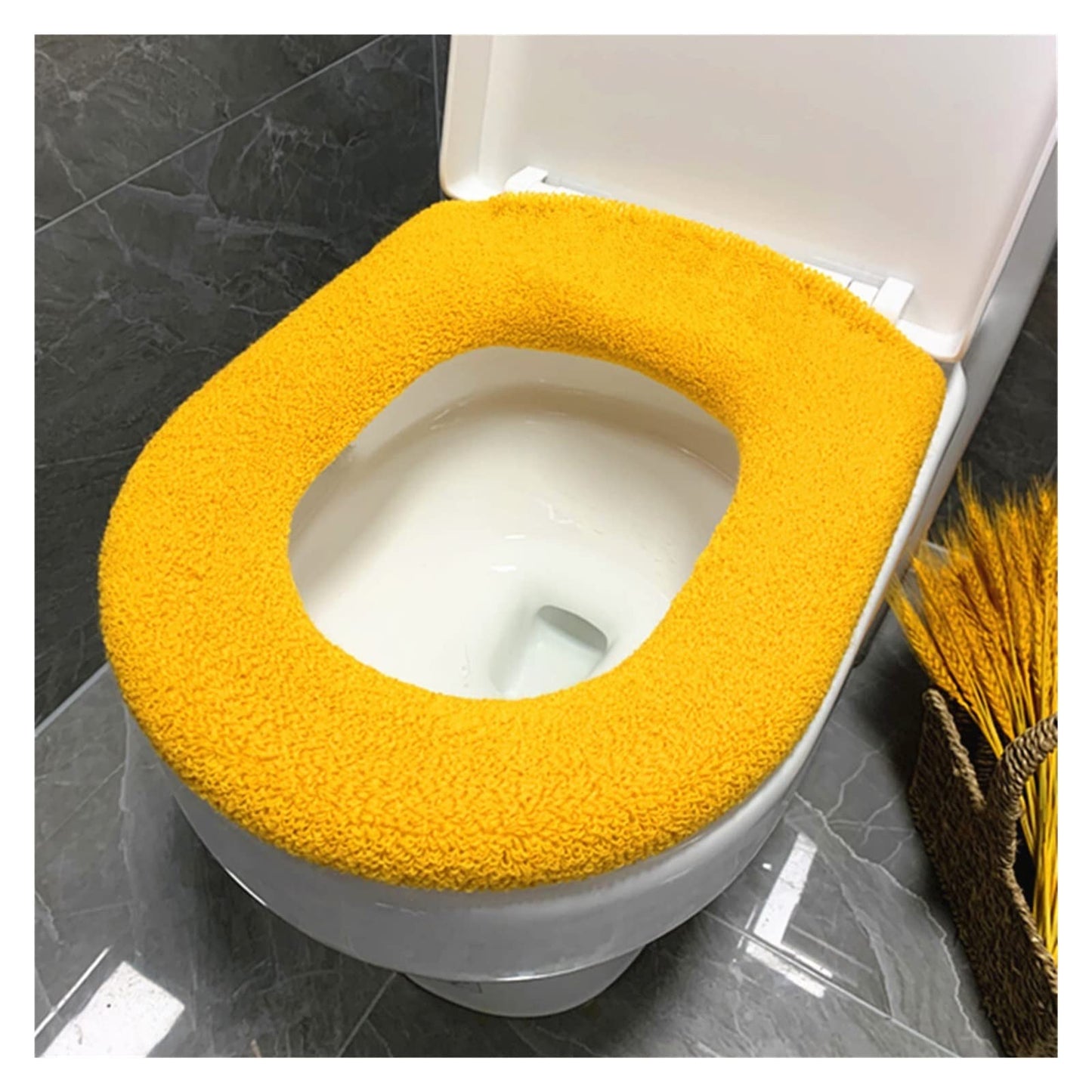 Comfortable Soft Multicolor Bathroom Toilet Set Thickening Washable Toilet Seats Cover Toilet Mat Winter Warm O Ring Potty Sets (Color : White)