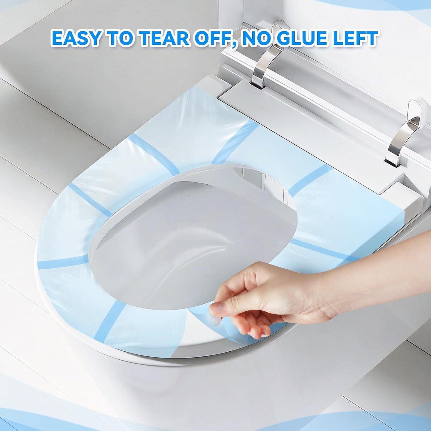 Toilet Seat Covers Disposable for Travel Hotel,600 Pcs (4x150 pcs),Blue | Blue Barrier Film,Non-slip, Waterproof, Easy Removable, No Glue Left, Fit for Most Shape of Toilets,Public Bathroom Protector