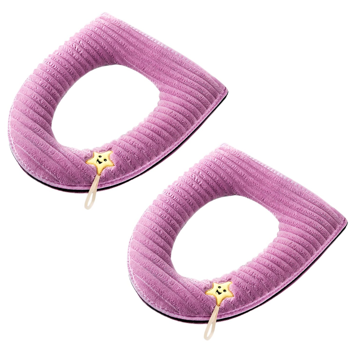 2 Pieces Thicker Bathroom Soft Toilet Seat Cover Pad with Handle Toilet Lid Cover Cushion Soft Thicker Washable Fits All Oval Toilet Seats