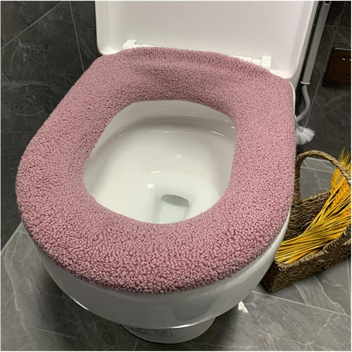 Comfortable Soft Multicolor Bathroom Toilet Set Thickening Washable Toilet Seats Cover Toilet Mat Winter Warm O Ring Potty Sets (Color : White)