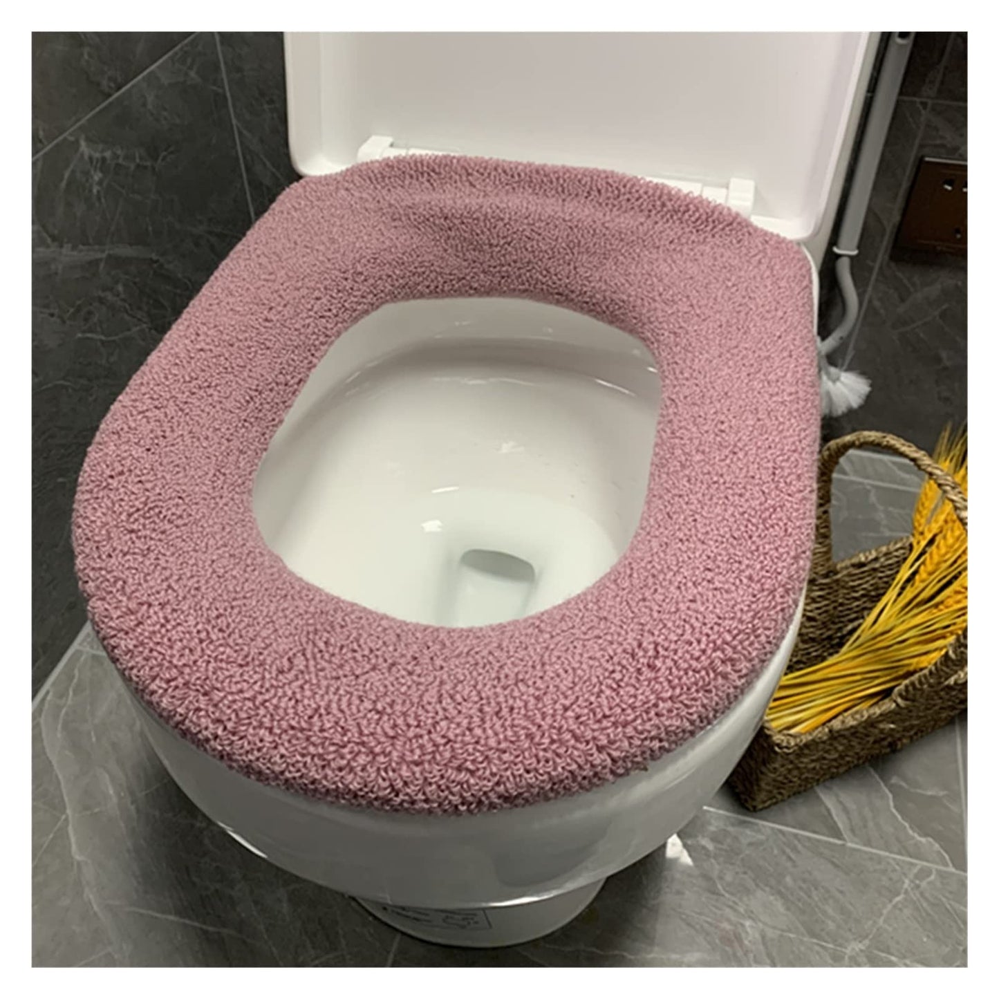 Comfortable Soft Multicolor Bathroom Toilet Set Thickening Washable Toilet Seats Cover Toilet Mat Winter Warm O Ring Potty Sets (Color : White)