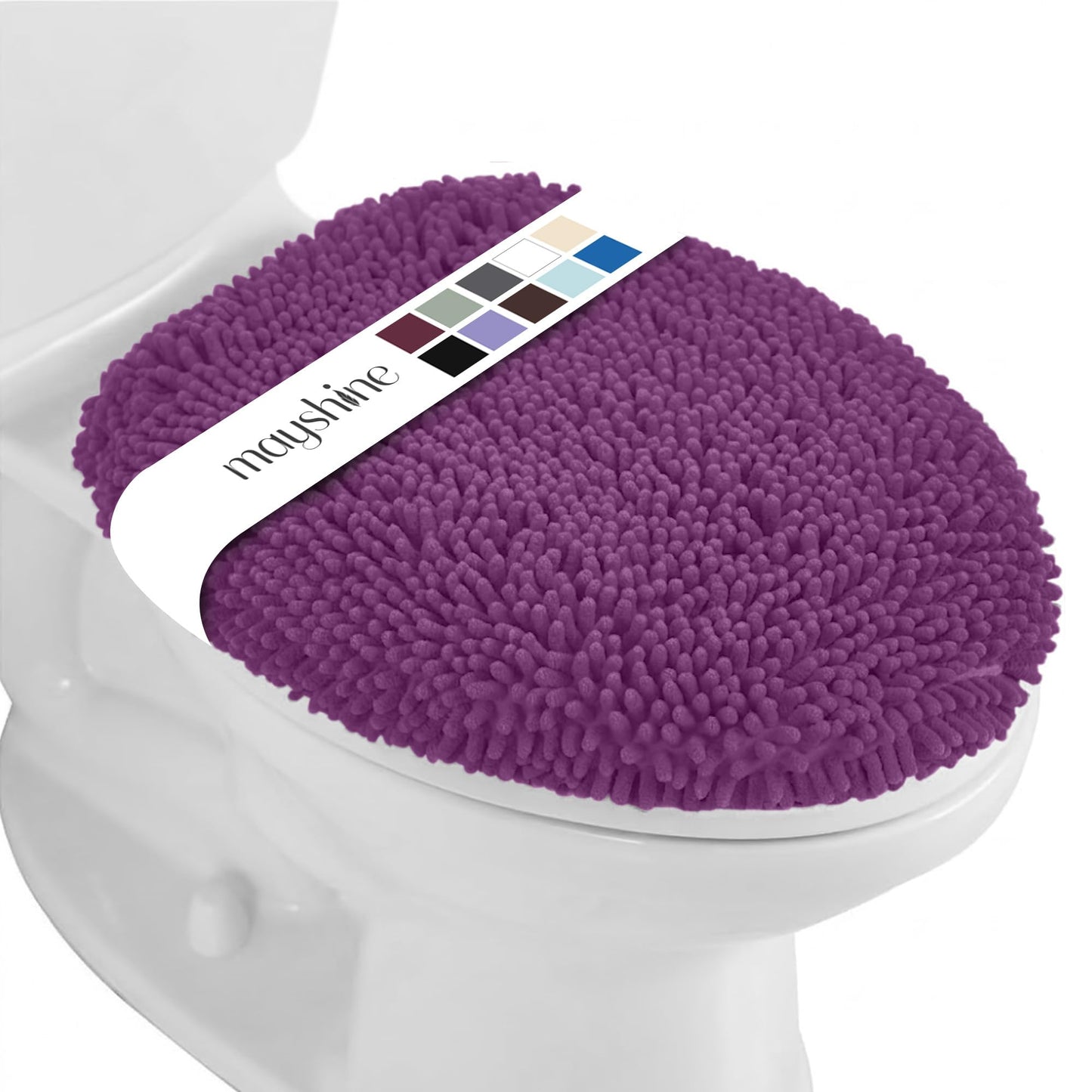 MAYSHINE Toilet Lid Cover - Spa Blue, Plush Microfiber Oval Toilet Seat Covers for Bathroom, Machine Washable Elongated Toilet Cover Seat, Stretches up to 21"x19"