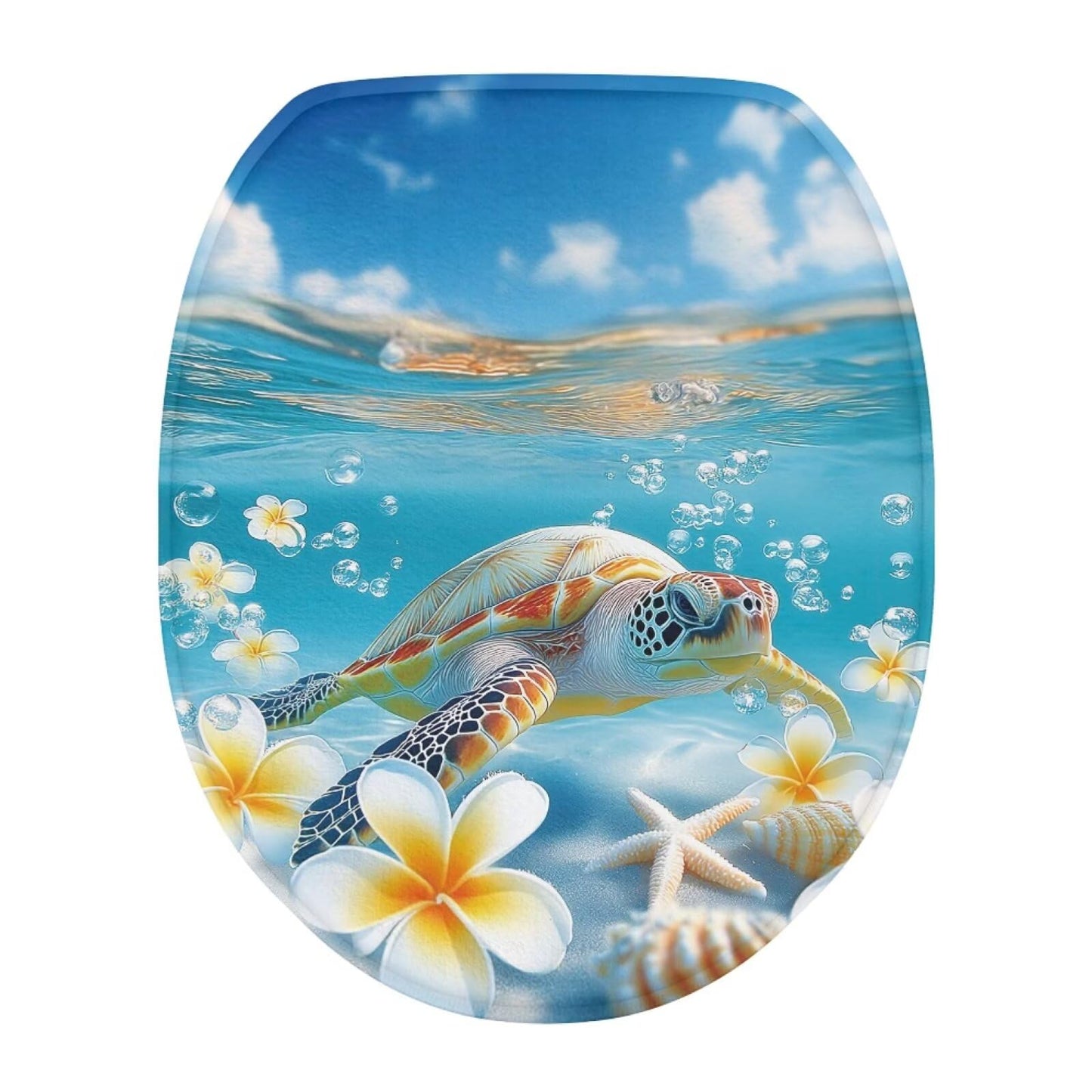 chaqlin Sea Turtle Floral Print Toilet Seat Covers for Bathroom Easy to Clean Toilet Lid Cover Bathroom Decoration Accessories Seat Covers Fits Most Toilets