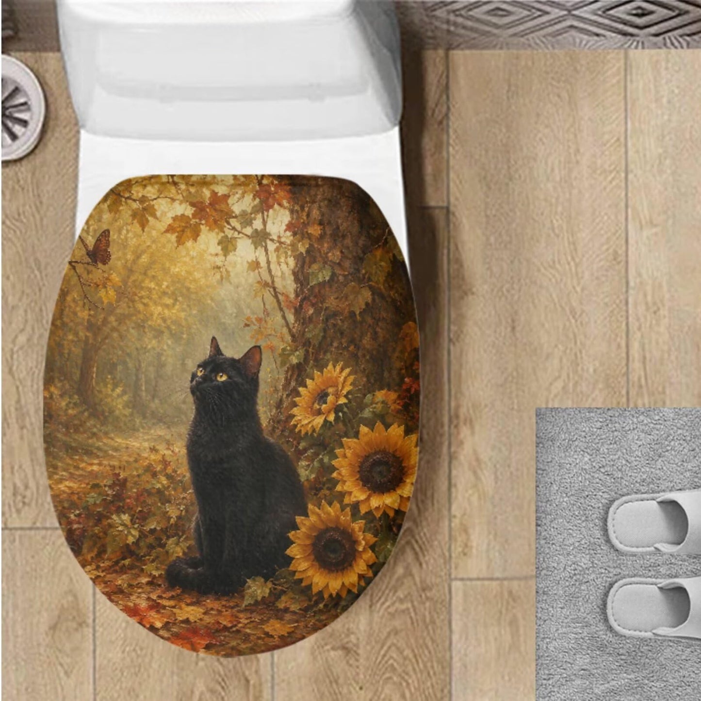 Toilet Lid Cover for Bathroom Water Absorbent Toilet Lid Protector Fits Most Sizes Standard, Round, Elongated and Oblong Lids, Gothic Crow Rose Gray