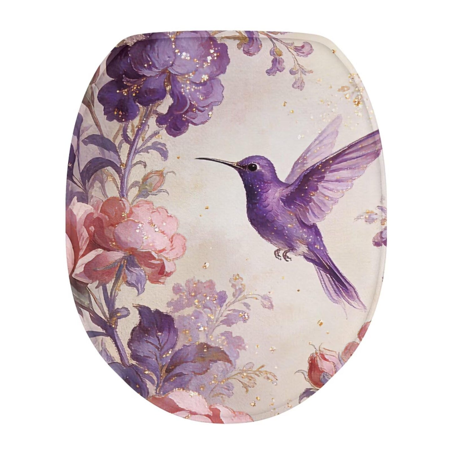 chaqlin Toilet Lid Cover Red Poppy Print Toilet Lid Seat Cover Washable Fabric Set, Novelty Gifts Fits Most Round, Elongated and Oblong Toilets