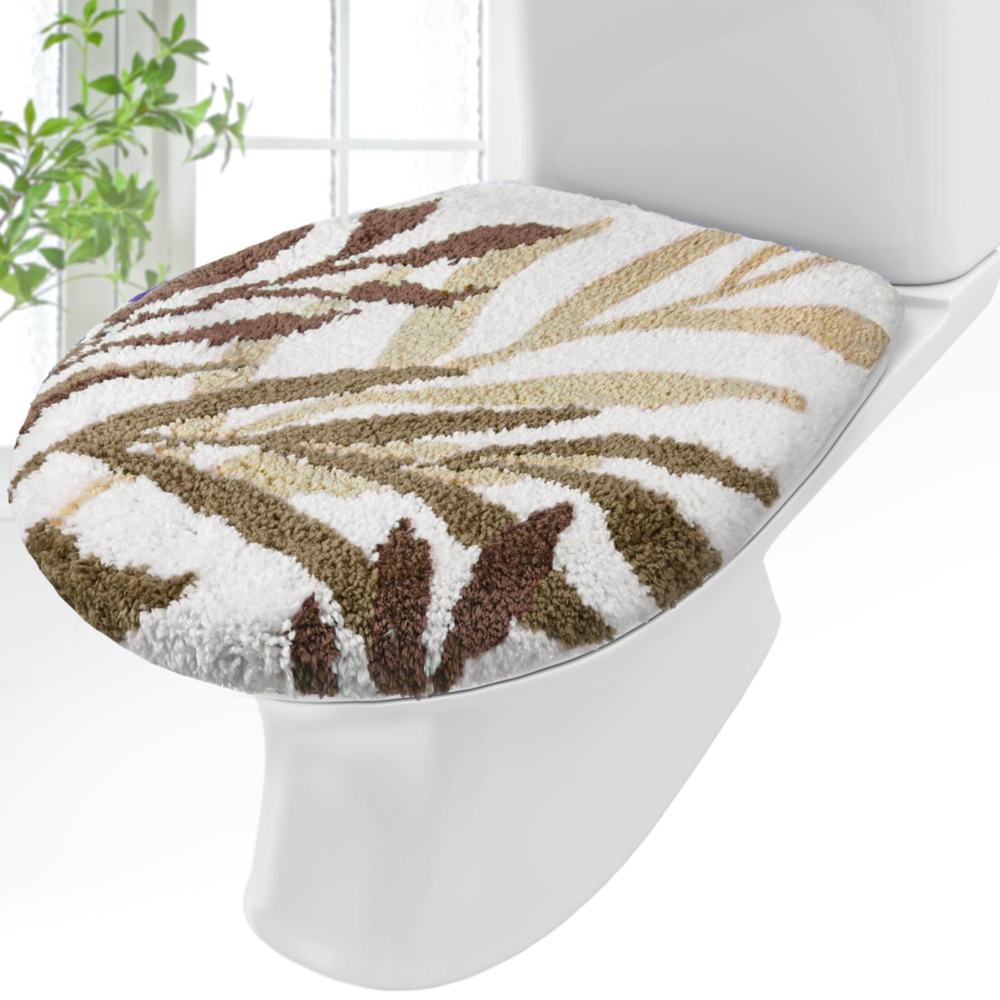 Mindsoft Green Toilet Seat Lid Cover, Microfiber Washable 17.5"x15" | Soft Plush Tufted, Rubber Backing Fits Round Elongated Oblong Lids, Machine Washable Non-slip, Bathroom Toilet Bowl