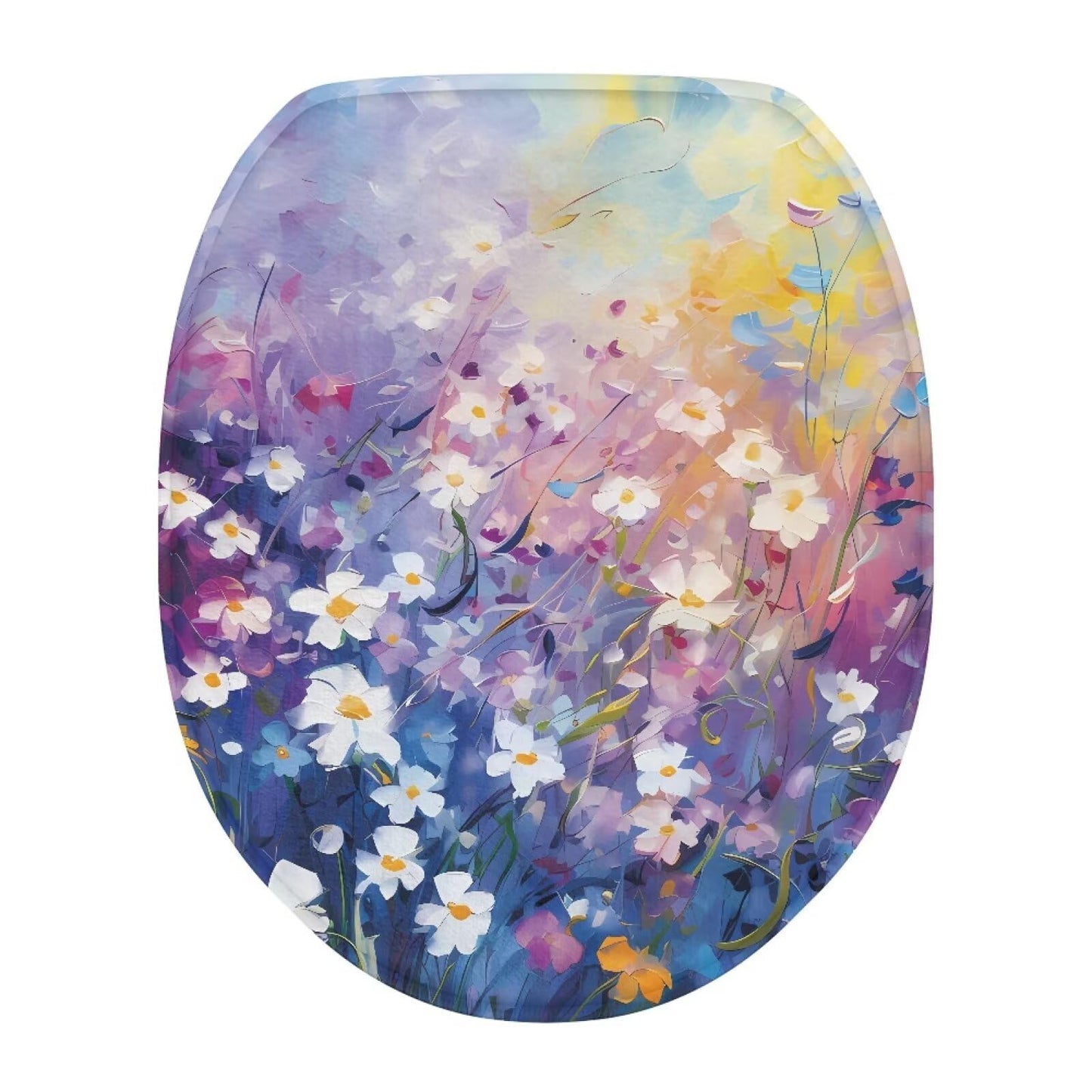 chaqlin Toilet Lid Cover Red Poppy Print Toilet Lid Seat Cover Washable Fabric Set, Novelty Gifts Fits Most Round, Elongated and Oblong Toilets
