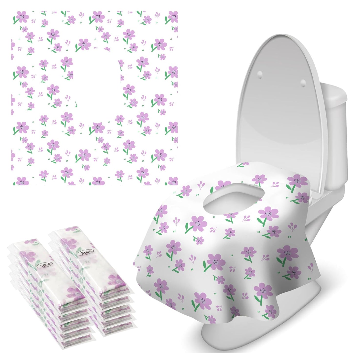 Blissful Diary 20 Pcs Toilet Seat Covers Disposable for Toddlers & Adults, Extra Large Waterproof, Portable Package for Travel, Kids Potty Training