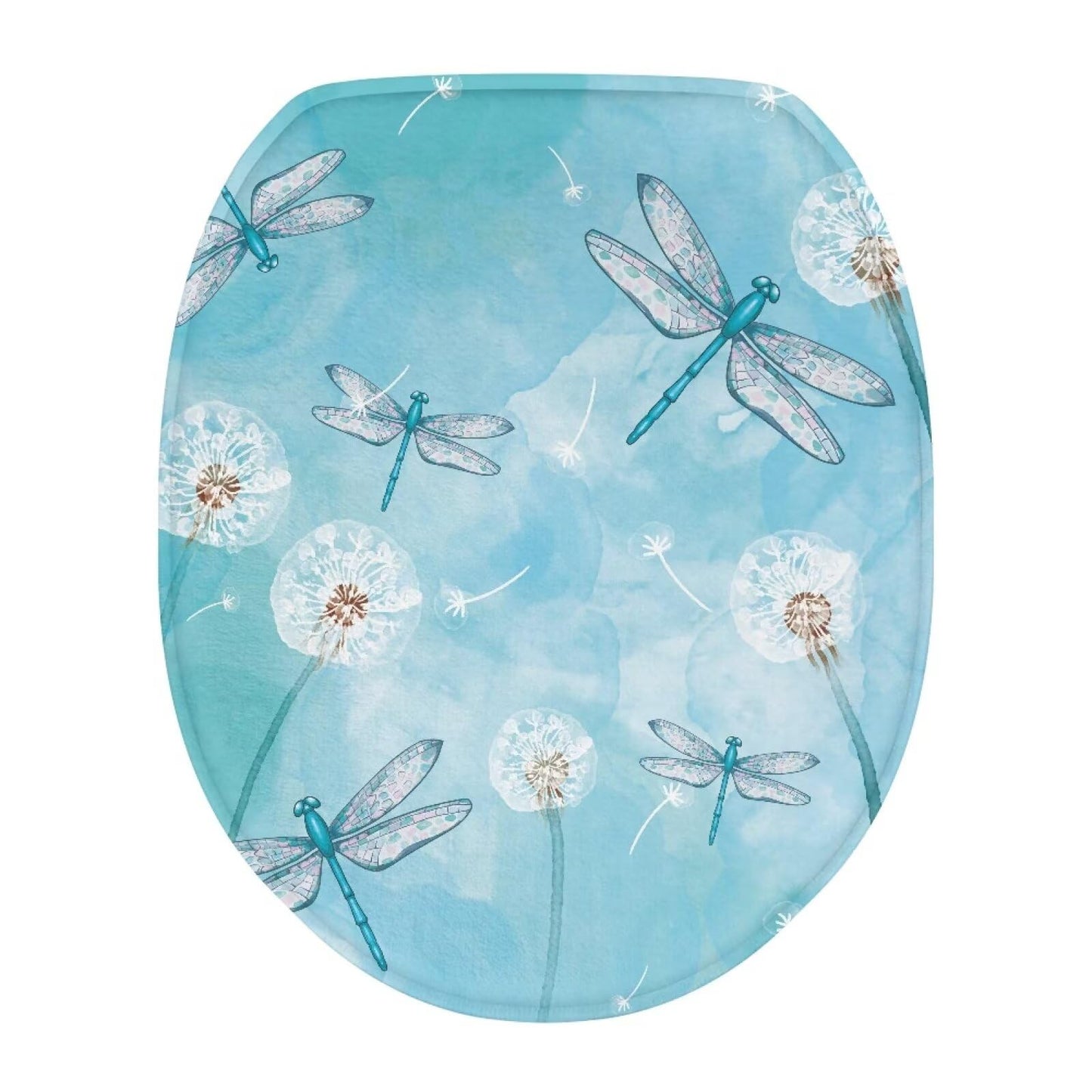 chaqlin Toilet Lid Cover Red Poppy Print Toilet Lid Seat Cover Washable Fabric Set, Novelty Gifts Fits Most Round, Elongated and Oblong Toilets