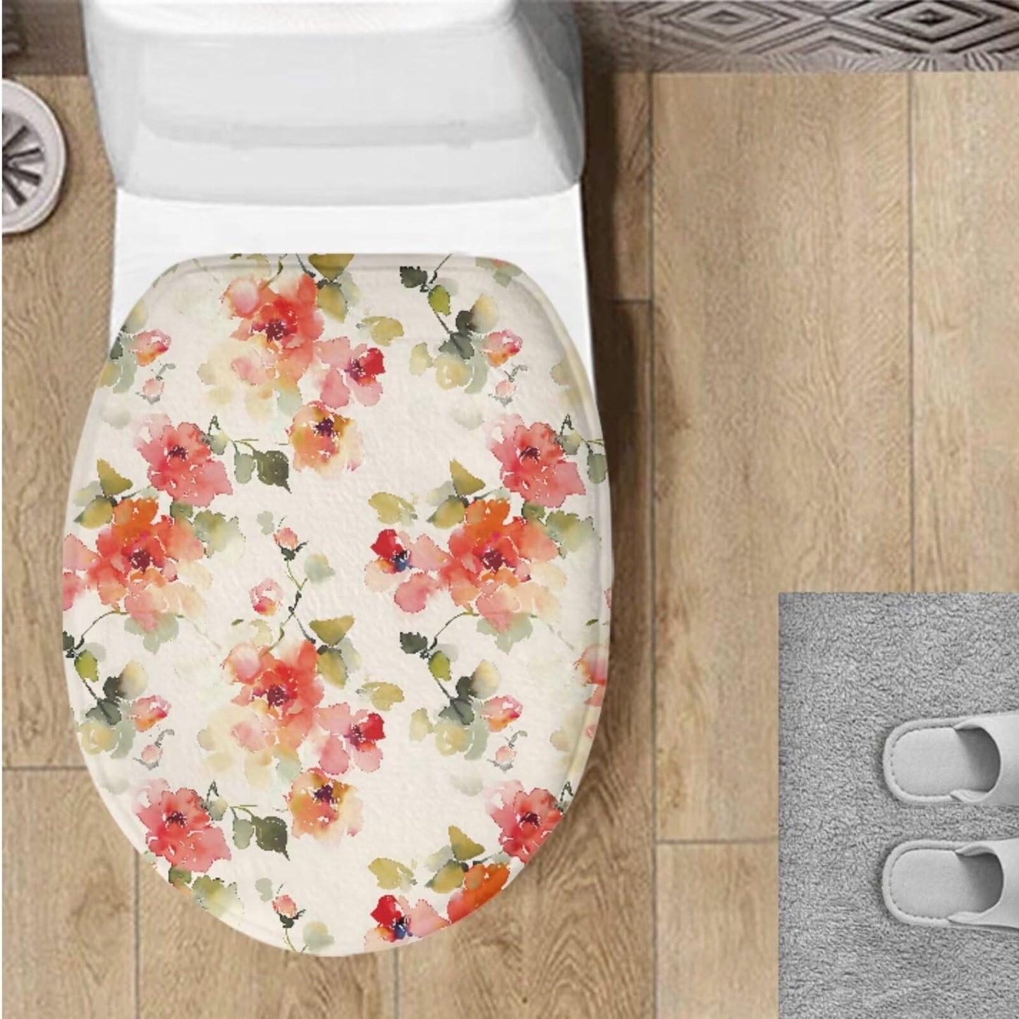 Toilet Lid Cover for Bathroom Water Absorbent Toilet Lid Protector Fits Most Sizes Standard, Round, Elongated and Oblong Lids, Gothic Crow Rose Gray