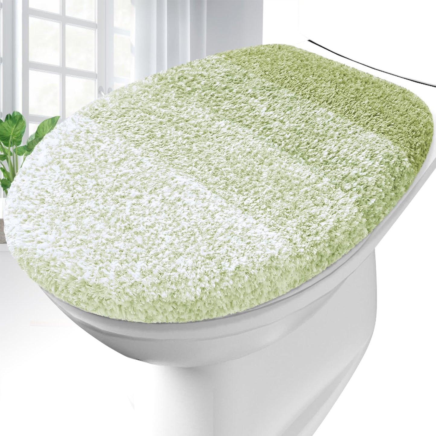 OLANLY Soft Microfiber Bathroom Toilet Lid Cover, 17.5x15, Gray | Machine Washable Seat Covers, Stays in Place Rubber Backing, Fits Most Round, Elongated and Oblong Lids, Accessories Decor