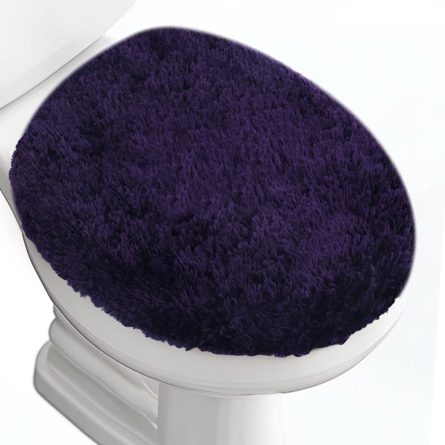 Soft Microfiber Toilet Seat Cover 17.5" x 15" Machine Washable | Solid Toilet Lid Cover Adjustable Rubber Backing Fits Most 16 -17.5" L x 14-16" W Round Oblong and Elongated Toilet Seat