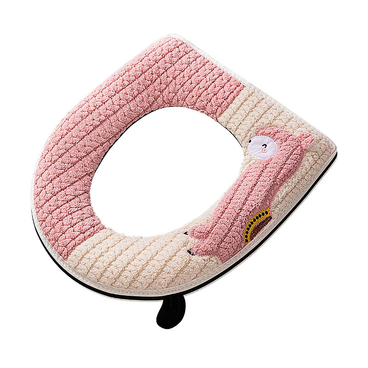 Warm Toilet Seat Cover with Handle for Bathroom (Pink Alpaca) | Thicker Soft Plush Toilet Seat Cover Pad, Easy Installation & Washable