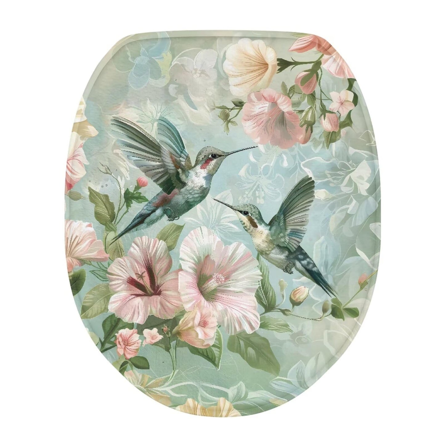 Hummingbird Flower Toilet Lid Covers for Bathroom Hummingbird Flower Toilet Seat Cushion Cover Elongated Reusable Replacement Fabric Elastic Washable Dust Covers