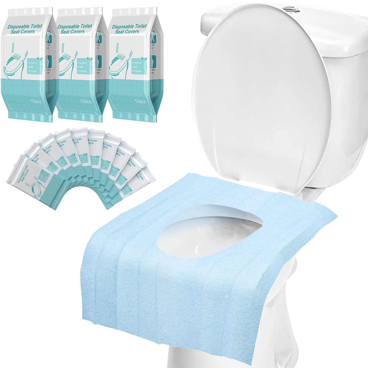 50 Pack Toilet Seat Covers Disposable - Waterproof 16x24 Inch Extra Large Individually Wrapped Toilet Seat Shields Travel Accessories for Adults Kids