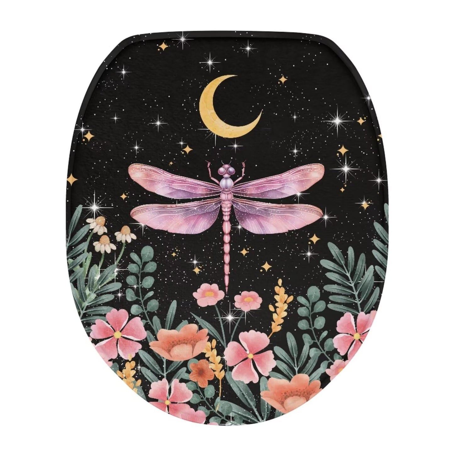 Hummingbird Flower Toilet Lid Covers for Bathroom Hummingbird Flower Toilet Seat Cushion Cover Elongated Reusable Replacement Fabric Elastic Washable Dust Covers
