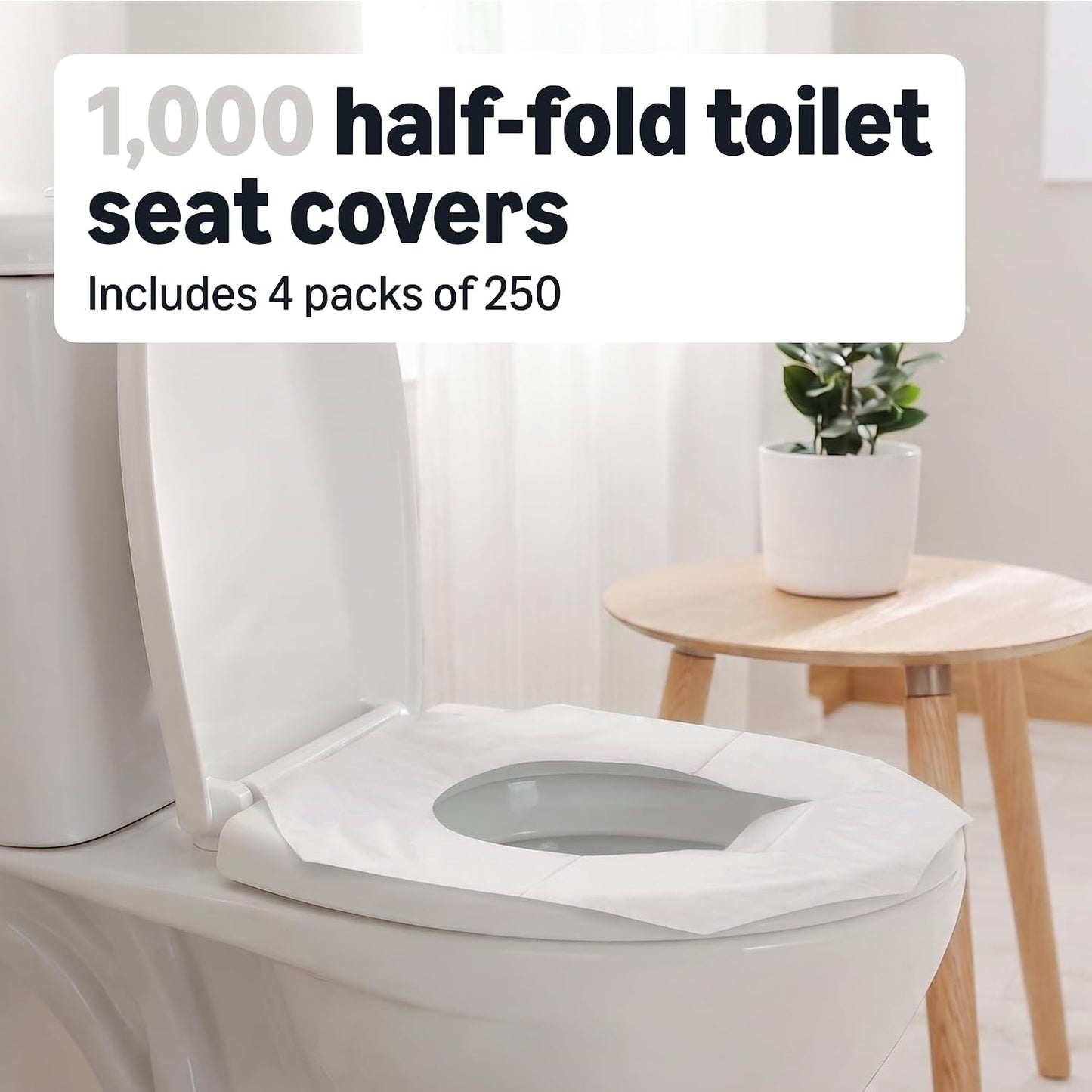 Amazon Basics Disposable Toilet Seat Covers, 4 Packs of 250 Count