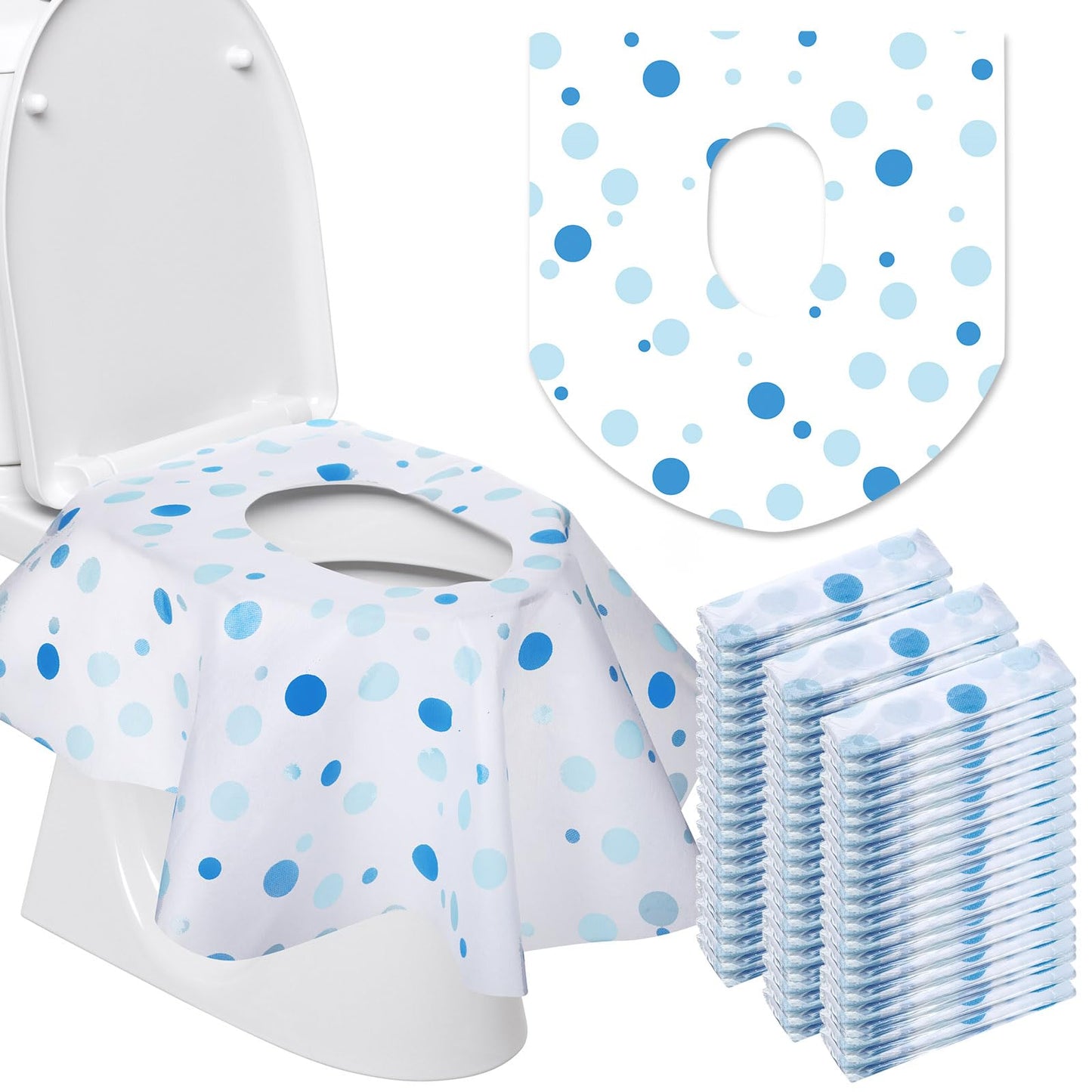 50 Packs Extra Large Disposable Toilet Seat Covers for Kids Adult, Dinosaur | Individually Wrapped, Portable, Non Slip Waterproof, Potty Seat Covers for Toddlers, Potty Training, Travel