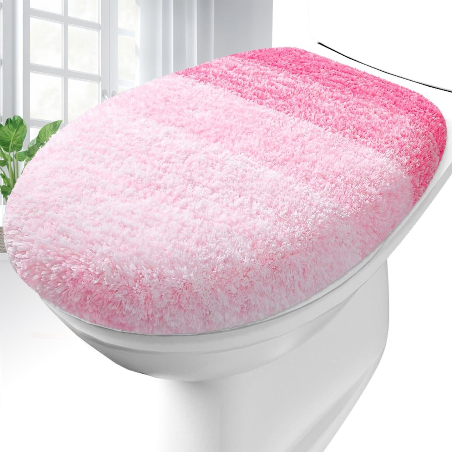 OLANLY Soft Microfiber Bathroom Toilet Lid Cover, 17.5x15, Gray | Machine Washable Seat Covers, Stays in Place Rubber Backing, Fits Most Round, Elongated and Oblong Lids, Accessories Decor