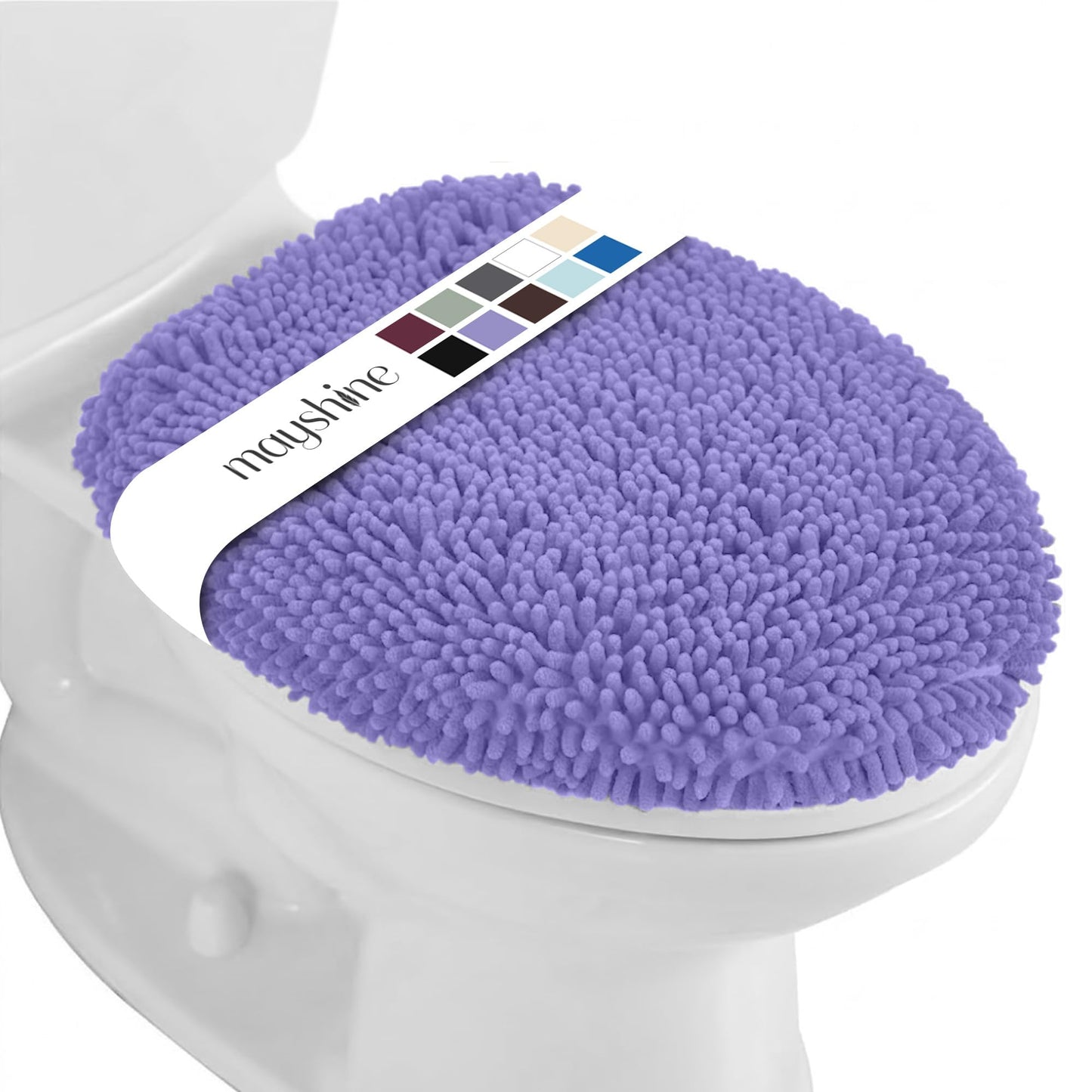 MAYSHINE Toilet Lid Cover - Spa Blue, Plush Microfiber Oval Toilet Seat Covers for Bathroom, Machine Washable Elongated Toilet Cover Seat, Stretches up to 21"x19"