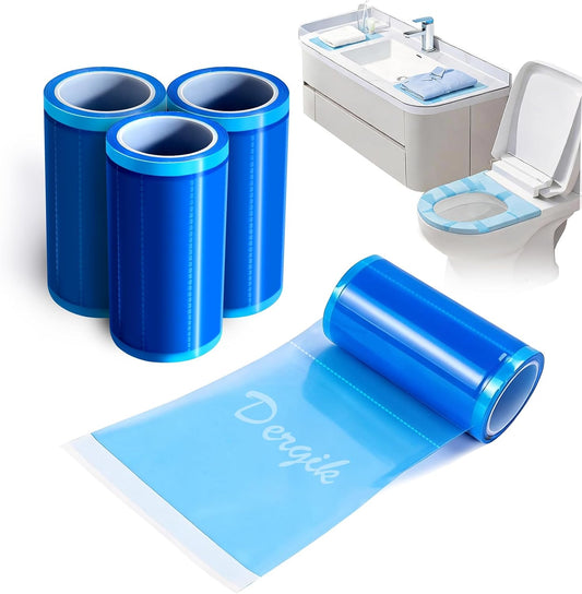 Toilet Seat Covers Disposable for Travel Hotel,600 Pcs (4x150 pcs),Blue | Blue Barrier Film,Non-slip, Waterproof, Easy Removable, No Glue Left, Fit for Most Shape of Toilets,Public Bathroom Protector