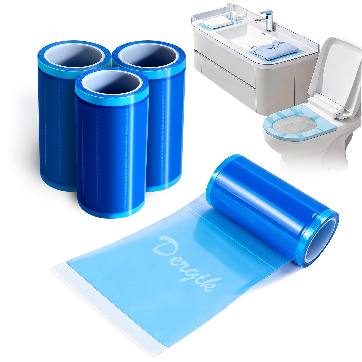 Toilet Seat Covers Disposable for Travel Hotel,600 Pcs (4x150 pcs),Blue | Blue Barrier Film,Non-slip, Waterproof, Easy Removable, No Glue Left, Fit for Most Shape of Toilets,Public Bathroom Protector