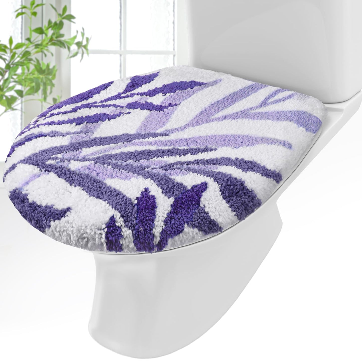 Mindsoft Green Toilet Seat Lid Cover, Microfiber Washable 17.5"x15" | Soft Plush Tufted, Rubber Backing Fits Round Elongated Oblong Lids, Machine Washable Non-slip, Bathroom Toilet Bowl