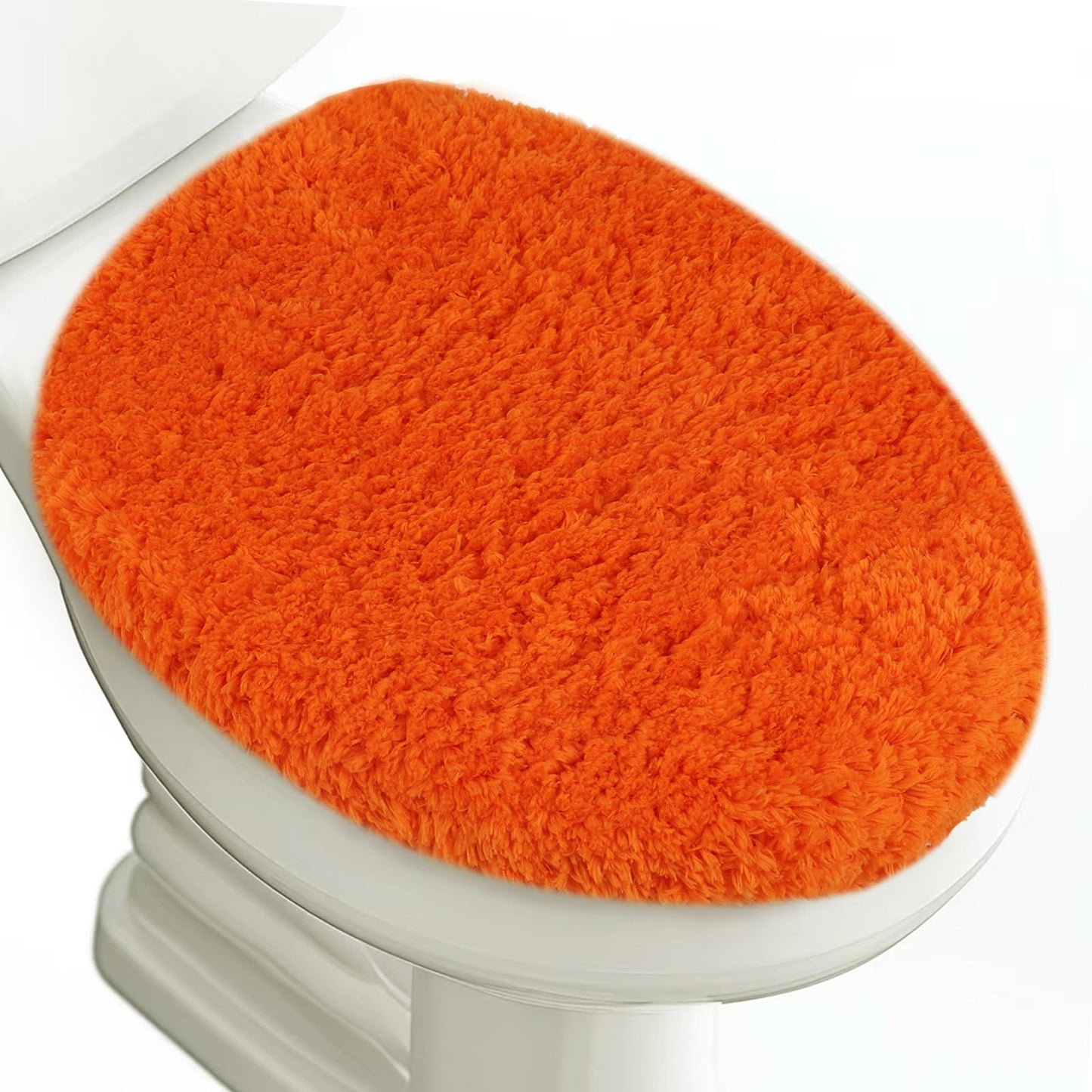 Microfiber Elongated Toilet Seat Cover 19.5"x 15" Machine Washable | Solid Toilet Lid Cover Adjustable Rubber Backing Fits Only 18-19.5"L x 14-16"W Elongated Toilet Seat