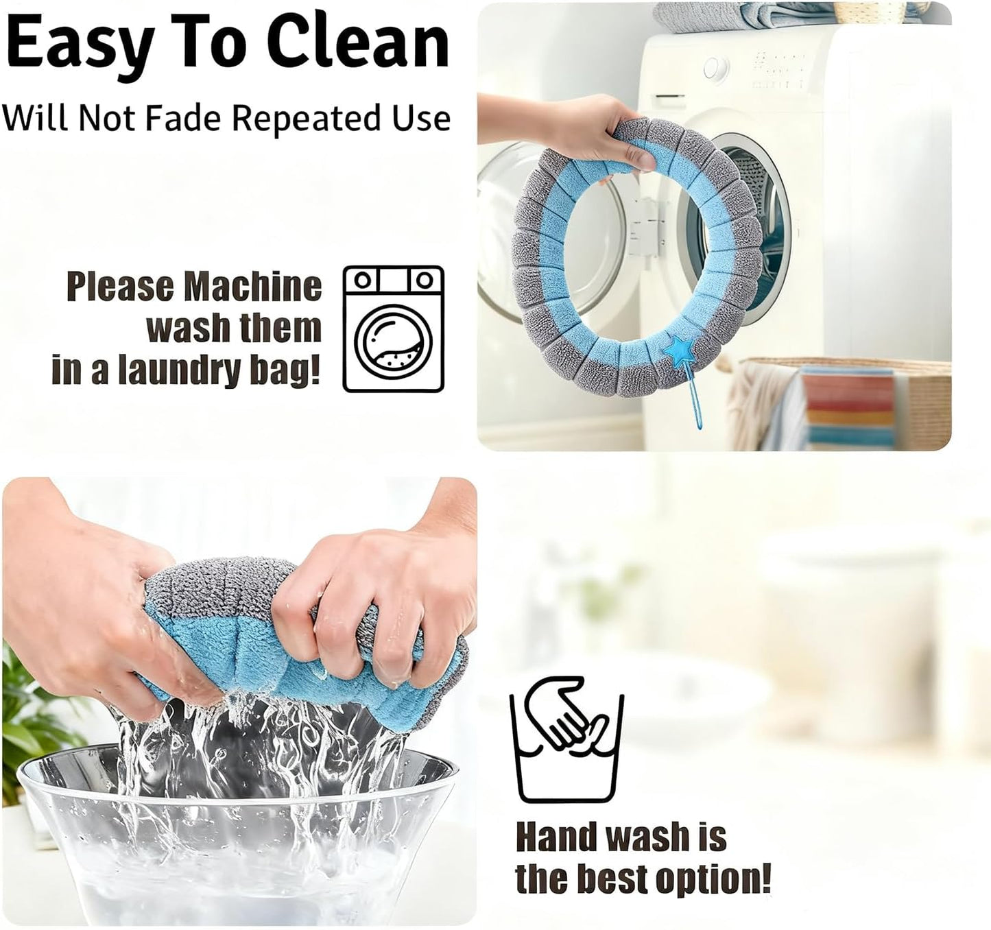Soft Toilet Seat Cover Pads, Stretchable Washable Toilet Seat Cushion Cover with Handle, Comfortable Toilet Lid Seat Cover, Bathroom Toilet Accessories Set