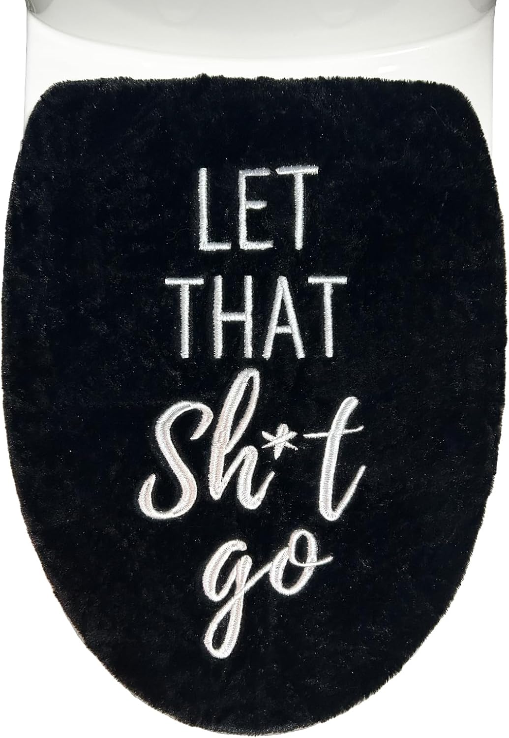 Black Bathroom Decor Toilet Lid Cover Funny Toilet Seat Covers 17.5"x15" Soft Restroom Accessories Machine Washable Fits Most Oblong Round Elongated Toilet Lid Cute Home Room Decorations