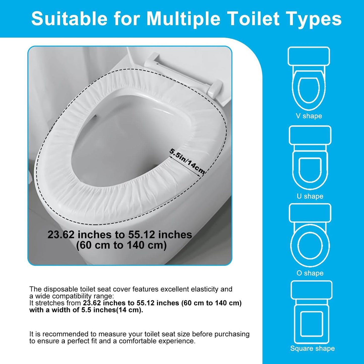 100 Pack Disposable Toilet Seat Cover | Waterproof, Non-Woven Fabric, For Travel, Outing, Hotel, Hospital, Public Toilet, Individual Package