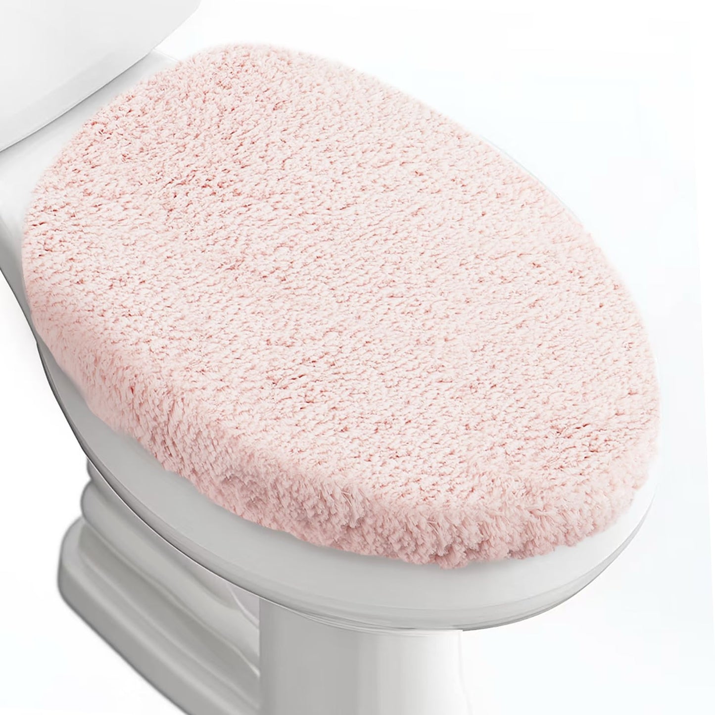 Microfiber Elongated Toilet Seat Cover 19.5"x 15" Machine Washable | Solid Toilet Lid Cover Adjustable Rubber Backing Fits Only 18-19.5"L x 14-16"W Elongated Toilet Seat