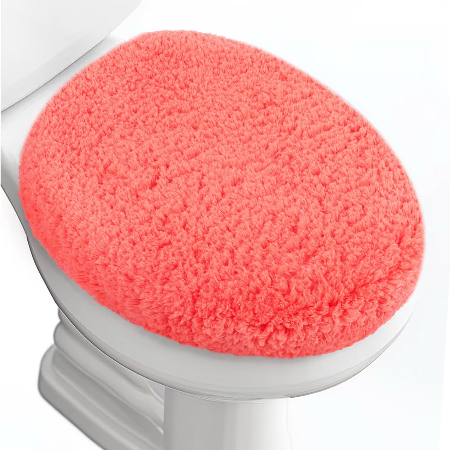 Soft Microfiber Toilet Seat Cover 17.5" x 15" Machine Washable | Solid Toilet Lid Cover Adjustable Rubber Backing Fits Most 16 -17.5" L x 14-16" W Round Oblong and Elongated Toilet Seat