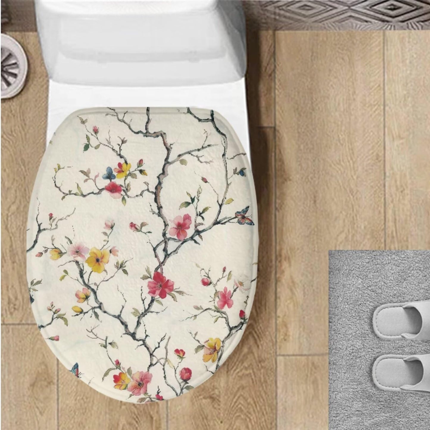 Toilet Lid Cover for Bathroom Water Absorbent Toilet Lid Protector Fits Most Sizes Standard, Round, Elongated and Oblong Lids, Gothic Crow Rose Gray