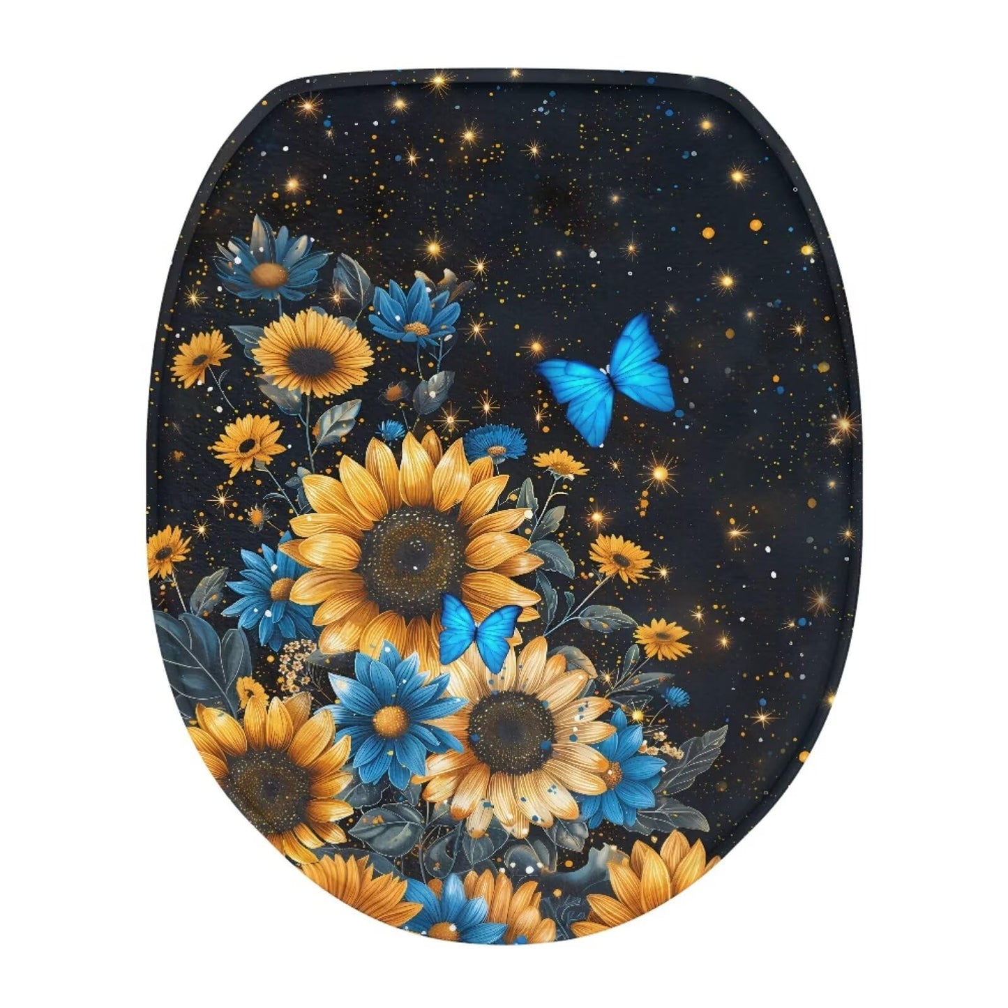 Hummingbird Flower Toilet Lid Covers for Bathroom Hummingbird Flower Toilet Seat Cushion Cover Elongated Reusable Replacement Fabric Elastic Washable Dust Covers