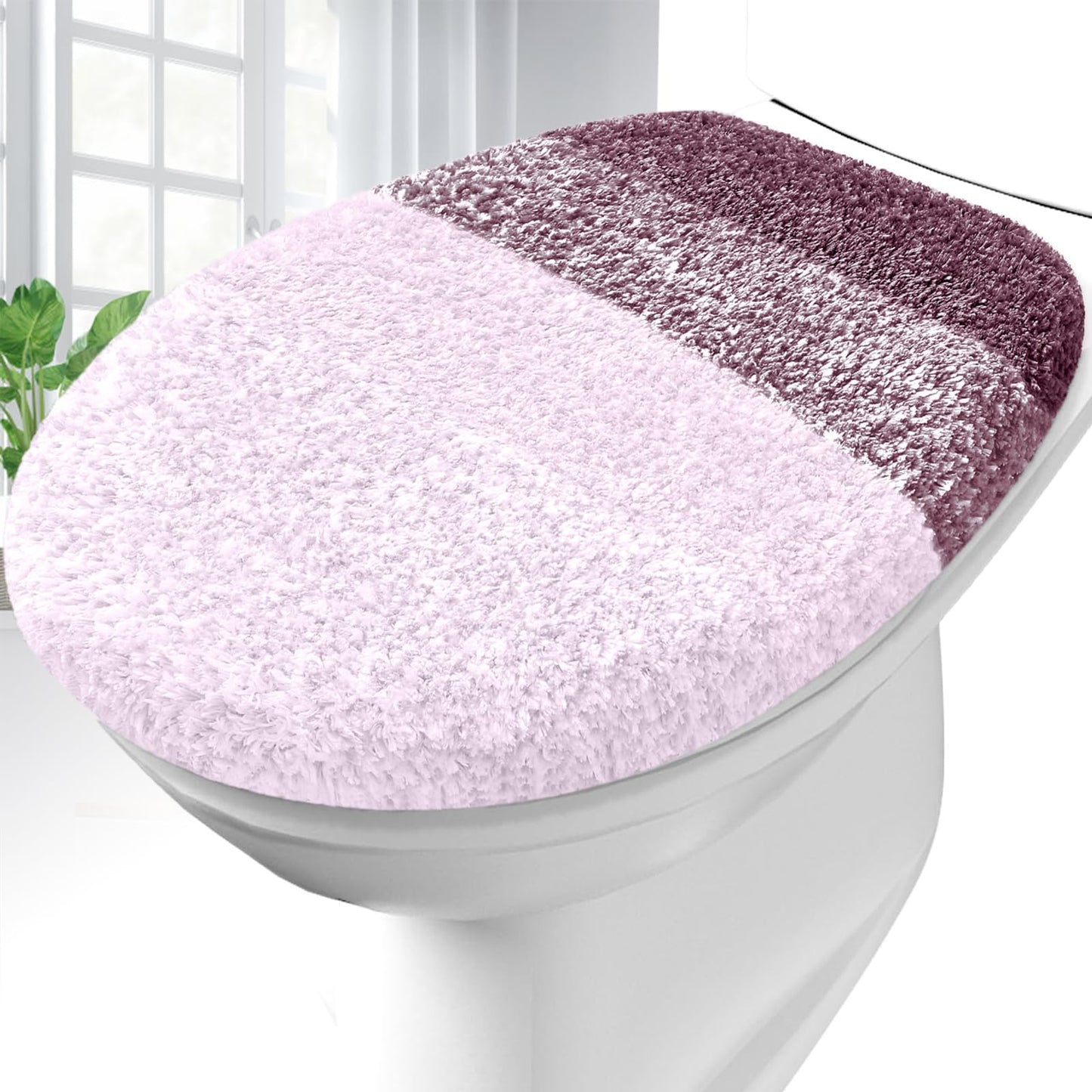 OLANLY Soft Microfiber Bathroom Toilet Lid Cover, 17.5x15, Gray | Machine Washable Seat Covers, Stays in Place Rubber Backing, Fits Most Round, Elongated and Oblong Lids, Accessories Decor