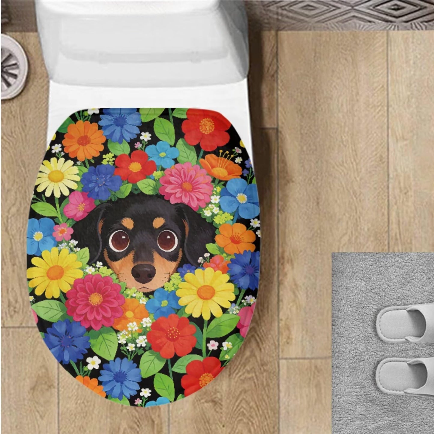 Toilet Lid Cover for Bathroom Water Absorbent Toilet Lid Protector Fits Most Sizes Standard, Round, Elongated and Oblong Lids, Gothic Crow Rose Gray