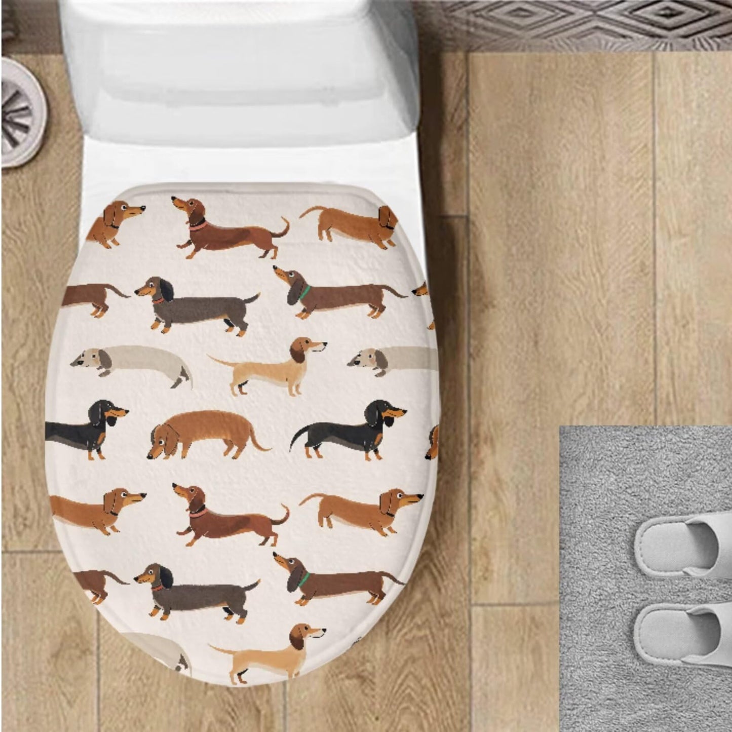 Toilet Lid Cover for Bathroom Water Absorbent Toilet Lid Protector Fits Most Sizes Standard, Round, Elongated and Oblong Lids, Gothic Crow Rose Gray