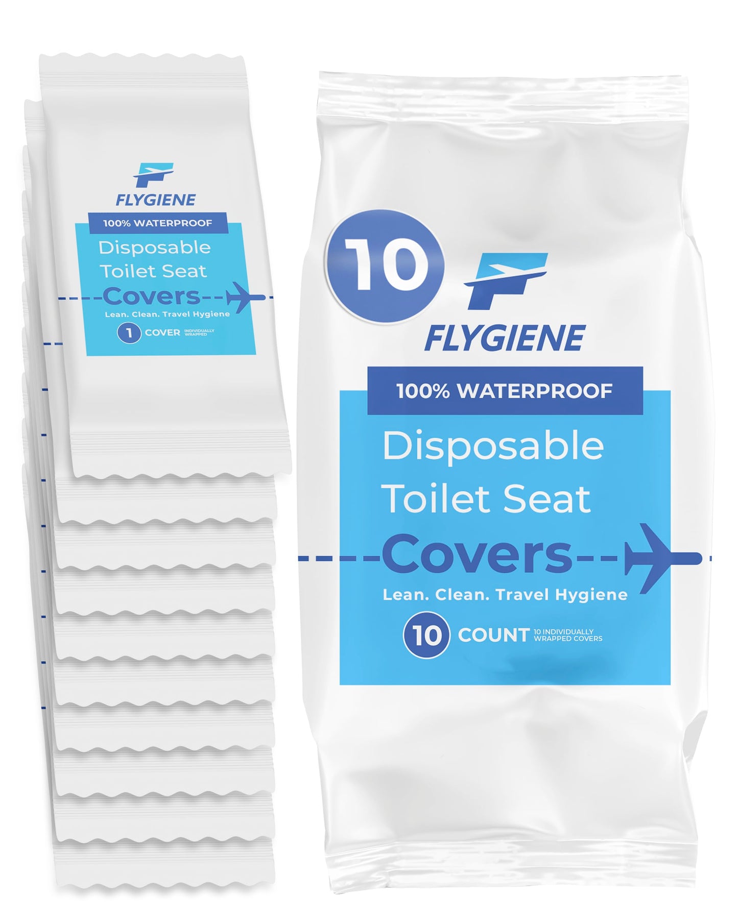 Disposable Toilet Seat Covers for Travel – Waterproof, Tear-Resistant XL Toilet Liners with 2 Layers of Protection – Individually Wrapped Travel Size Toiletries - 40 Count (4 Packs of 10)
