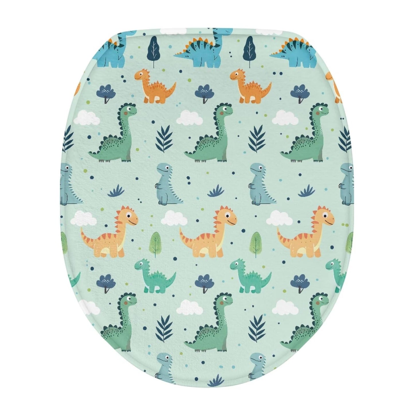 Dinosaur Toilet Lid Cover, Comfortable Dustproof and Reusable Toilet Seat Cover, Flannel Soft Bathroom Accessories Toilet Lid Cover