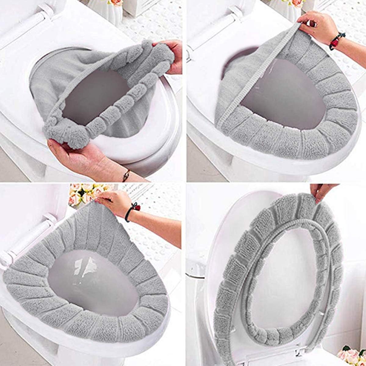 Thicken Toilet seat Cover Cushion Pads Luxury Toilets Warm Toilet seat Covers Warm Toilet Seat Mat Super Warm Universal (5-Pack,Random Color)
