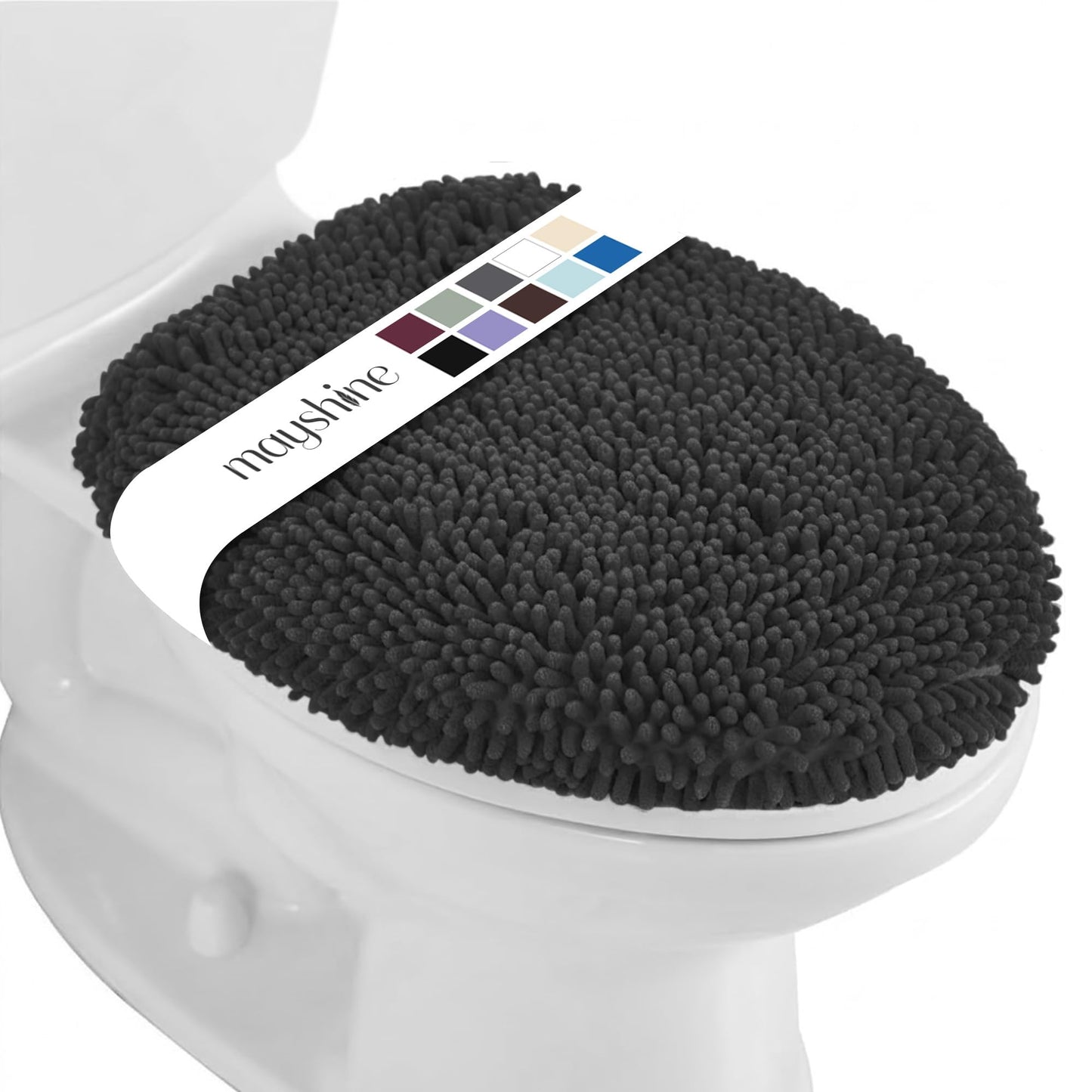MAYSHINE Toilet Lid Cover - Spa Blue, Plush Microfiber Oval Toilet Seat Covers for Bathroom, Machine Washable Elongated Toilet Cover Seat, Stretches up to 21"x19"