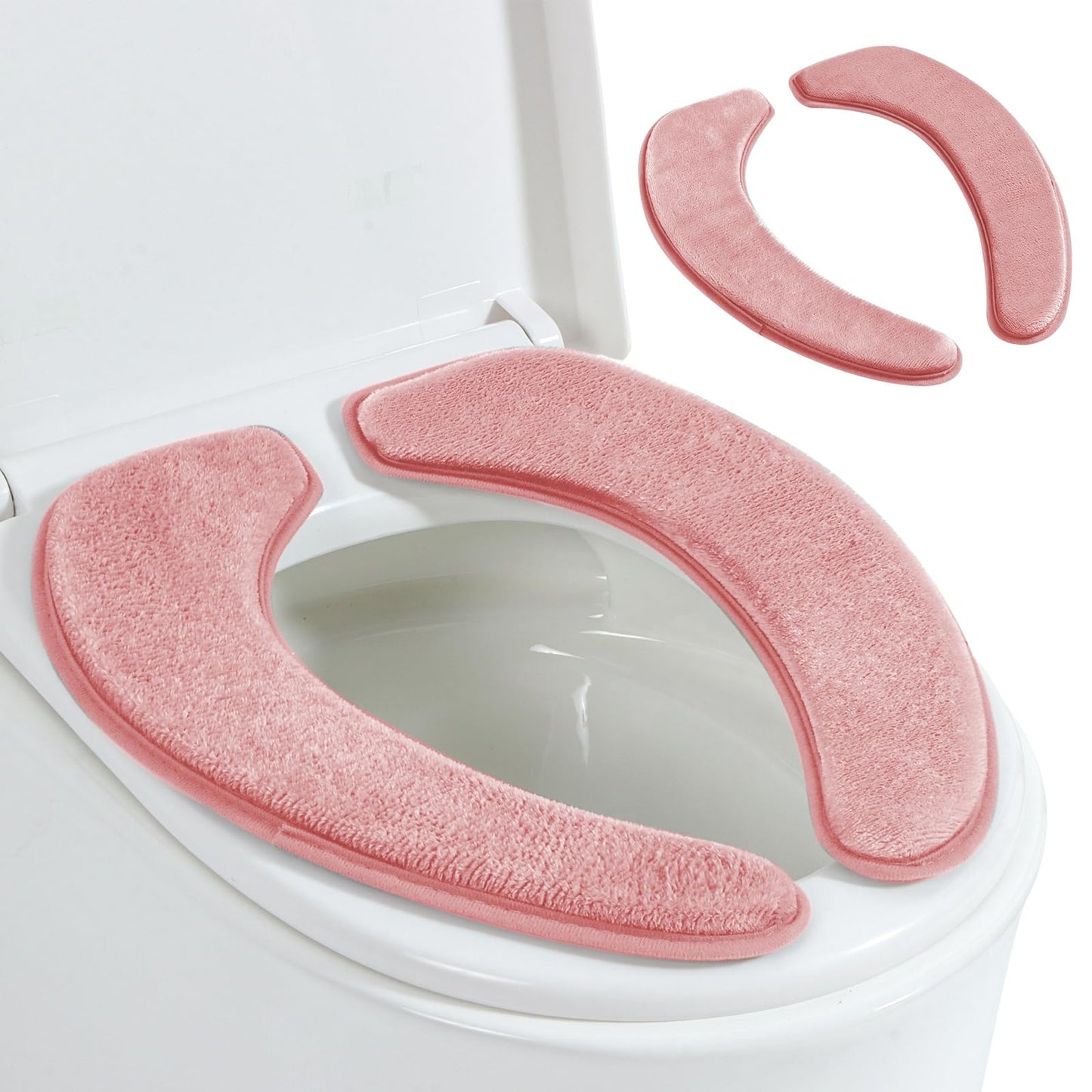 Toilet Seat Cover with Memory Foam, Toilet Seat Cushion for Bathroom | Soft Flannel, Non-Slip, Thicker Warmer Washable, Self-Adhesive Reusable, Fits Most Round, Oval and Elongated Toilet Seat