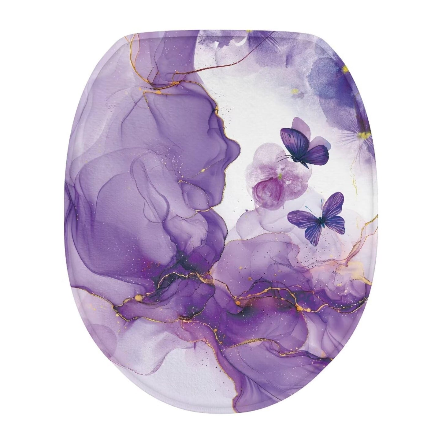 Purple Gothic Cat Toilet Lid Cover Elongated Toilet Seat Lid Covers Replacement Universal Toilet Seat Cover Fits Accessories Decor Soft Toilet Protector Cover Fits Most Toilet Lids-1
