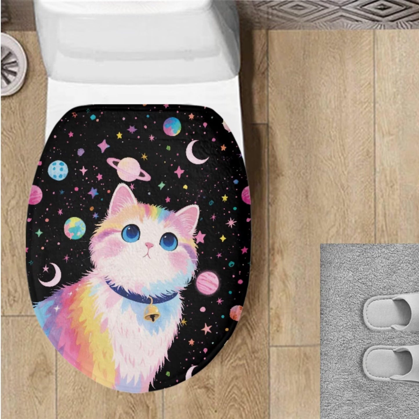 Toilet Lid Cover for Bathroom Water Absorbent Toilet Lid Protector Fits Most Sizes Standard, Round, Elongated and Oblong Lids, Gothic Crow Rose Gray