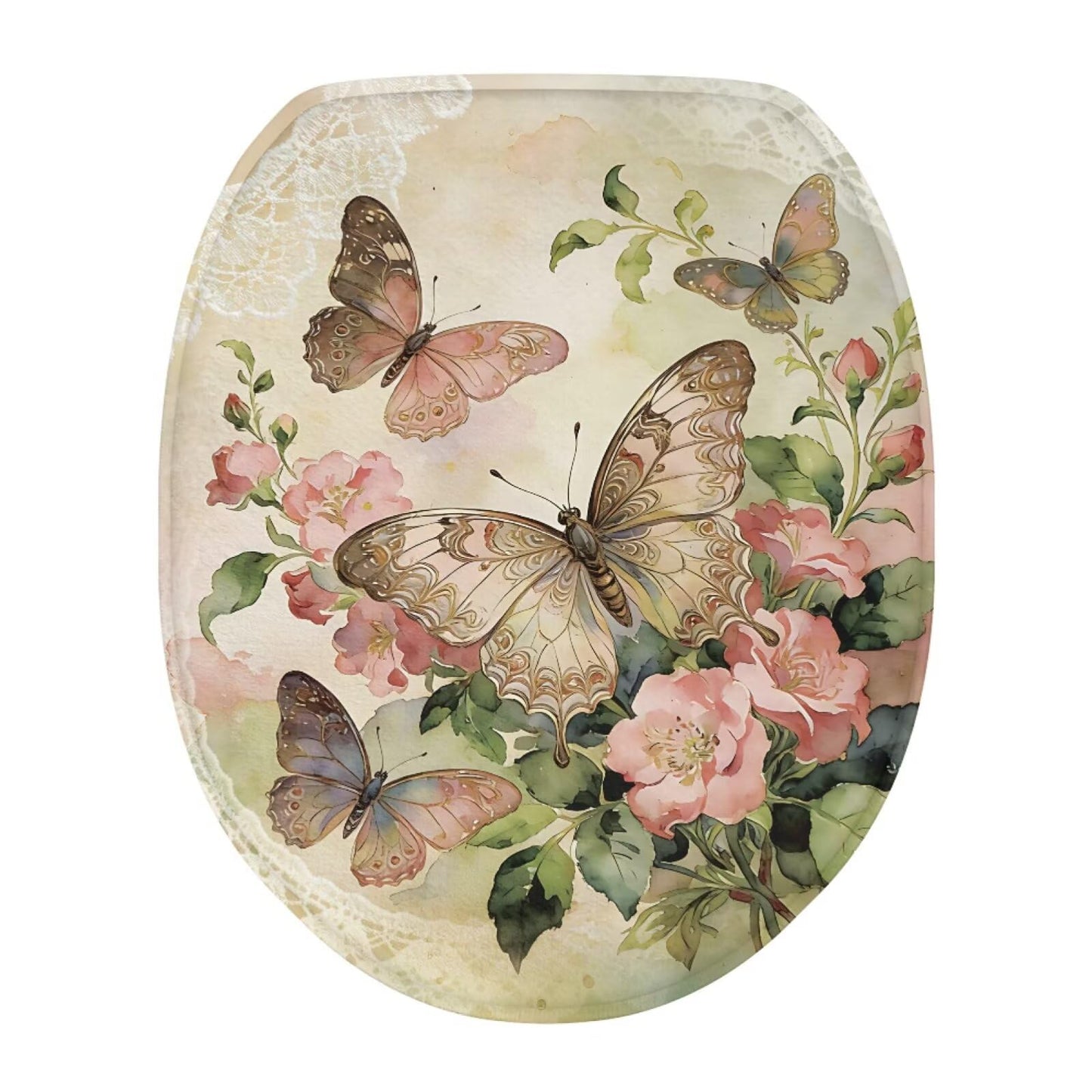 chaqlin Toilet Lid Cover Red Poppy Print Toilet Lid Seat Cover Washable Fabric Set, Novelty Gifts Fits Most Round, Elongated and Oblong Toilets