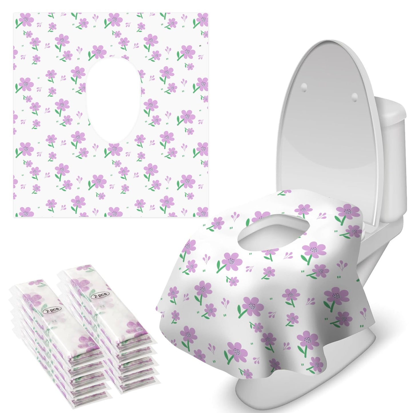 Blissful Diary 20 Pcs Toilet Seat Covers Disposable for Toddlers & Adults, Extra Large Waterproof, Portable Package for Travel, Kids Potty Training