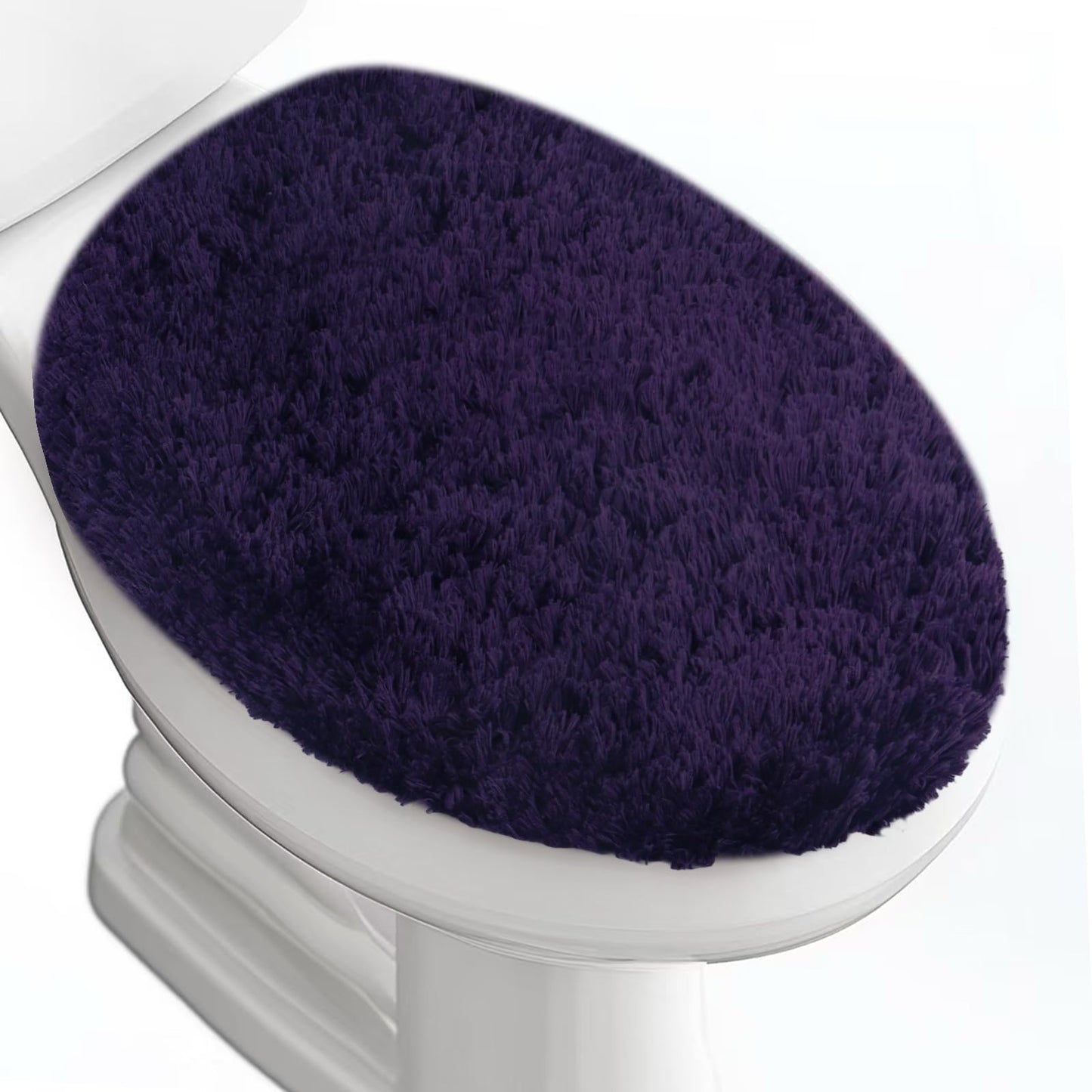 Microfiber Elongated Toilet Seat Cover 19.5"x 15" Machine Washable | Solid Toilet Lid Cover Adjustable Rubber Backing Fits Only 18-19.5"L x 14-16"W Elongated Toilet Seat